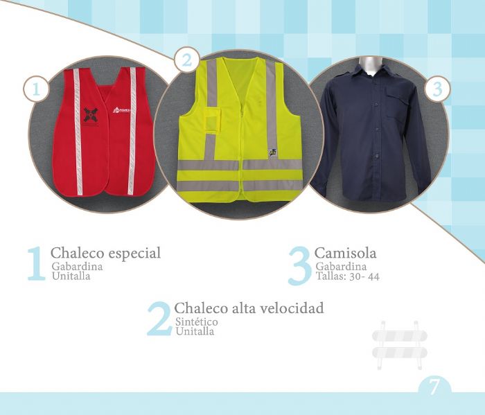 Chalecos, camisolas, overoles, botas y zapatos industriales